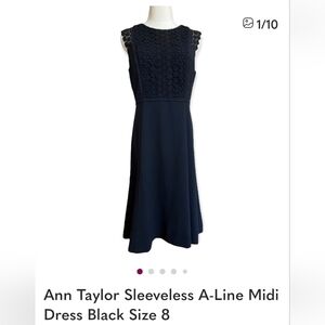 Ann Taylor Sleeveless A-Line Midi Dress Black Size 8